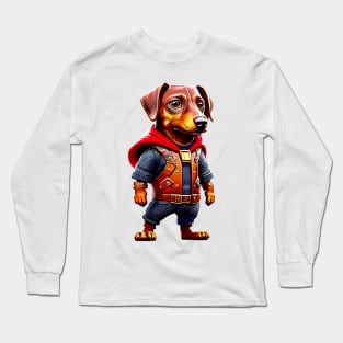 Mighty Dachshund: Adorable Dog in Thunder God Costume Long Sleeve T-Shirt